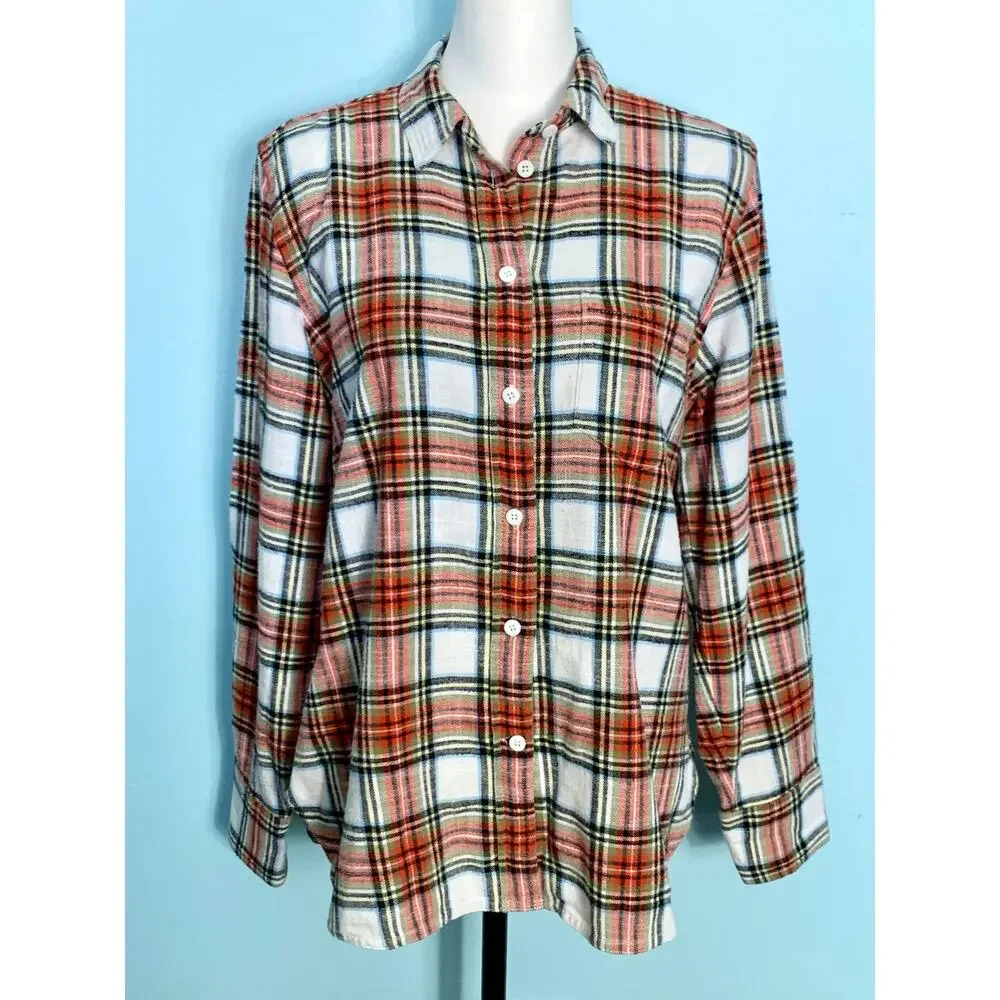 J. Crew Classic Fit Button Down Shirt in Snowy Stewart Tartan Flannel Size 10
